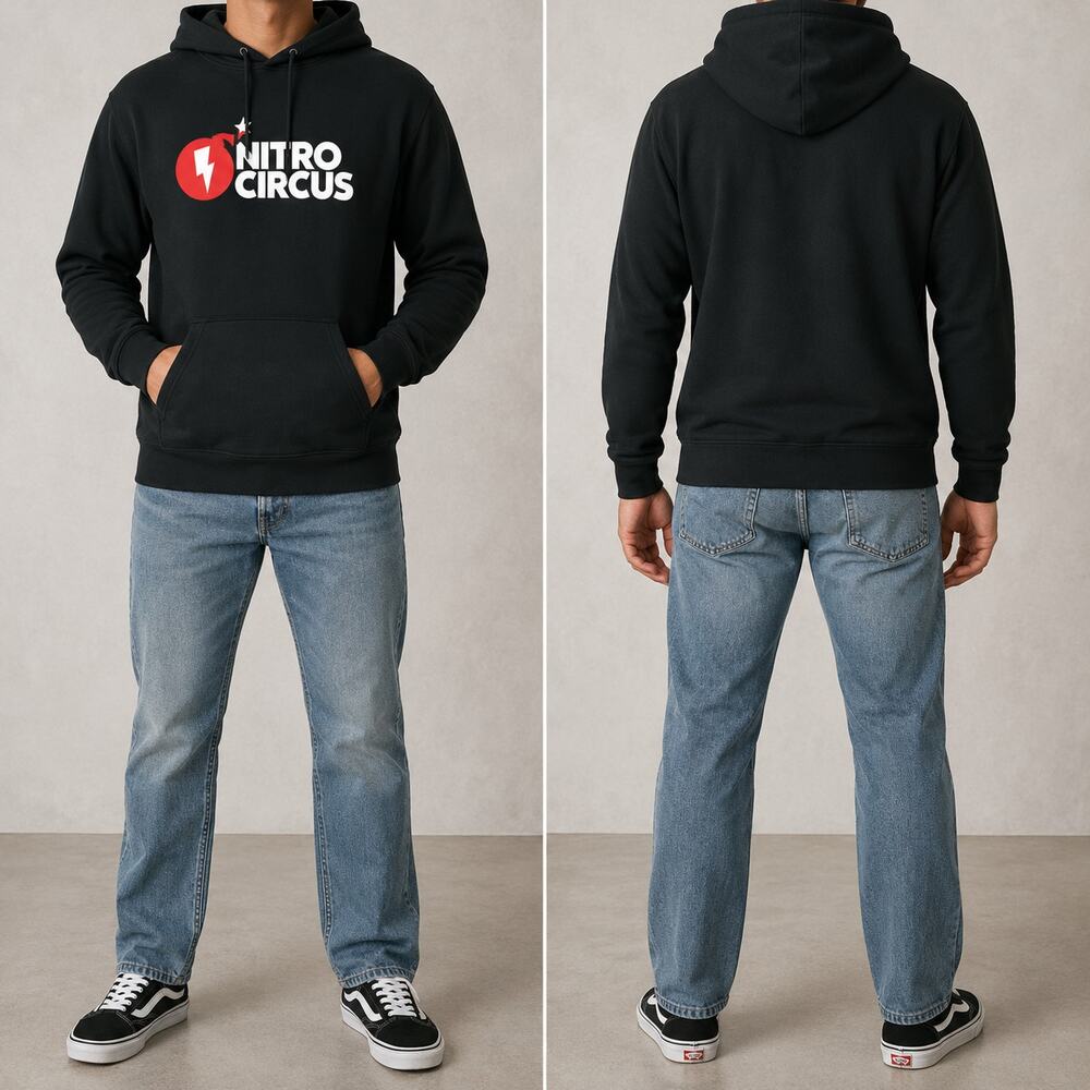 Nitro Circus Bomb Logo Hoodie Men Small Black Pullover Skate Moto Sweatshirt NWT